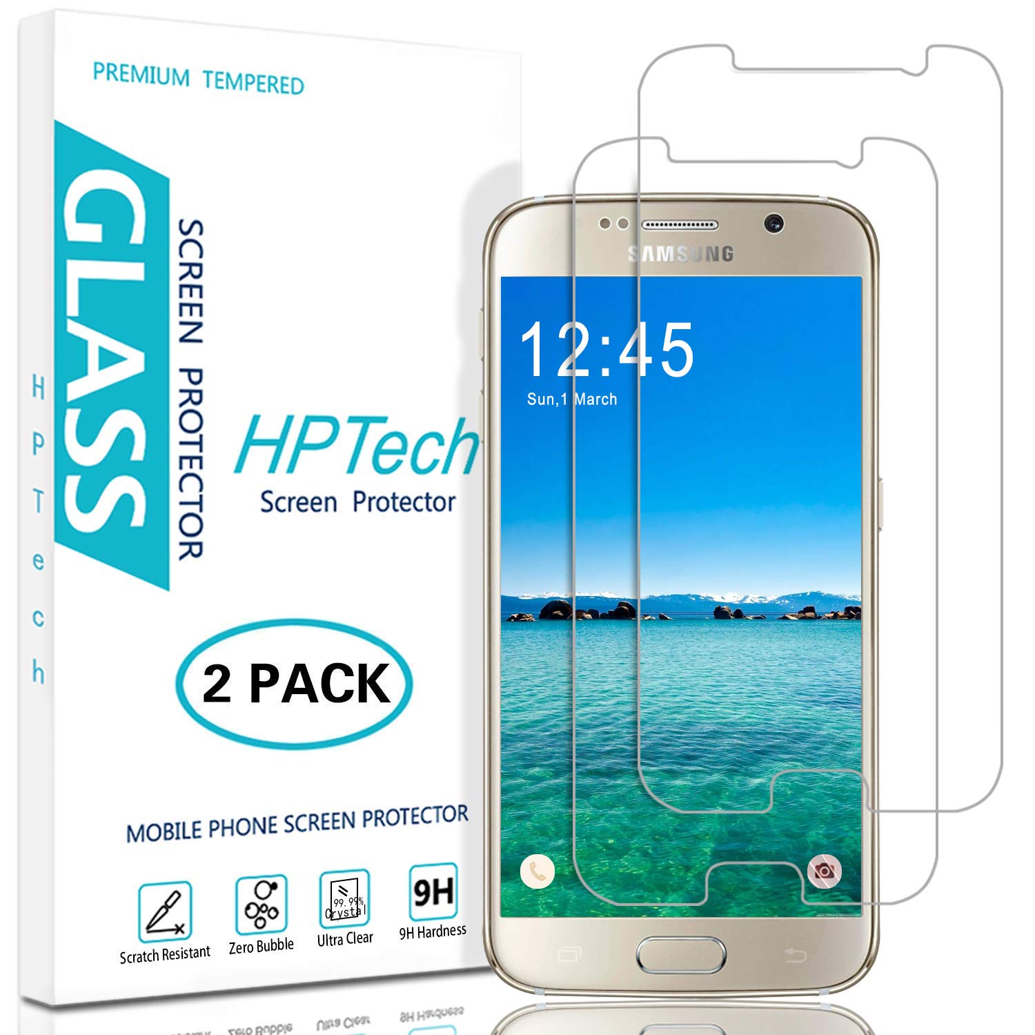 HPTech Galaxy S6 Screen Protector [2Pack] for Samsung Galaxy S6