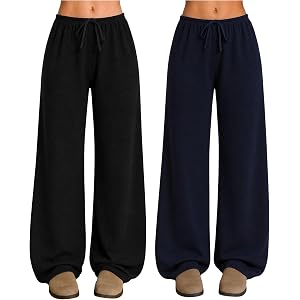 Axumity 2 Pack Teen Girls Sweatpants Kids Lightweight Joggers Wide Leg Athletic Pants with Pockets Size 9-16