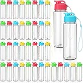 Mifoci 60 Pieces Water Bottle Bulk Plastic Water Bottles Bulk 17 oz Sport Drink Bottles with Handle Strap Leakproof Reusable Leak Proof Travel Bottles for School Fitness Gym