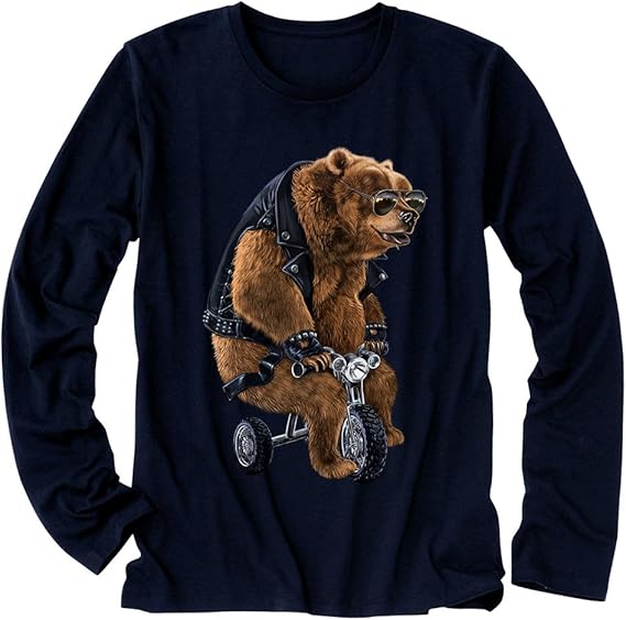 Amazon ノーブランド品 バイクに乗るパンクな熊 クマ ネイビー Xlサイズメンズ長袖tシャツ オリジナルプリント 通販 Amazon ノーブランド品 バイクに乗るパンクな熊 クマ ネイビー Xlサイズメンズ長袖tシャツ オリジナルプリント 通販