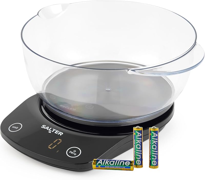 Salter Digital Kitchen Scale 5kg 11lbs with 1.8L Bowl Aquatronic Liquid measure