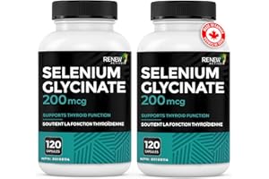 RENEW ACTIVES Selenium Glycinate 200MCG Selenium per Serving – Supports Thyroid & Immune Health for Men & Women – Source of A