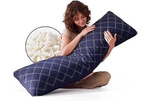 Decroom Memory Foam Body Pillow for Adults, Ultra-Soft Full Body Pillow with Diamond Quilted Cover, Support for Side Sleepers - Machine Washable, 20x54 Inch, Navy Blue