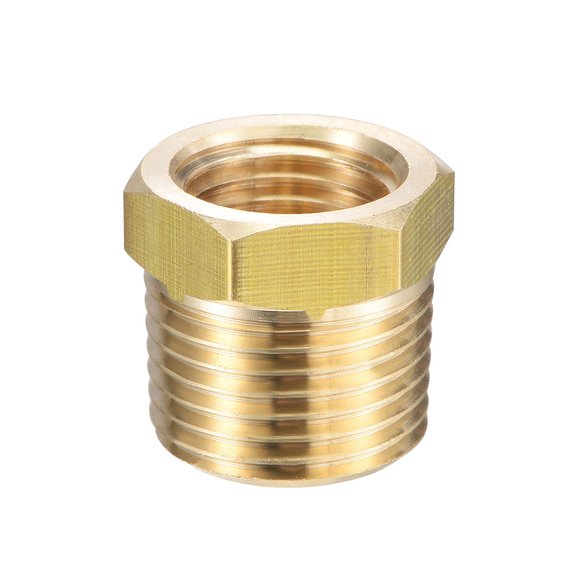 sourcing map Brass Pipe Fitting Reducer Adapter 3/8" NPT Male x 1/4" NPT Female for Water Oil Air Pressure Gauge Temp Sensor