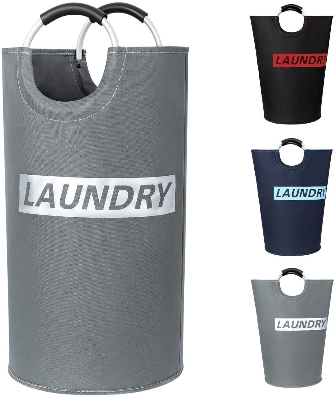 ZERO JET LAG 82L Large Laundry Basket, Collapsible Fabric Laundry Basket, Foldable Laundry Bag with Handles, Waterproof Sink, Dirty Cloth, Storage Basket(Grey and Silver, L)