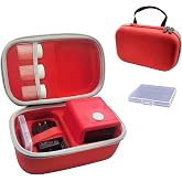 Carrying Case Compatible with Stickerbox AI Printer (Only Case) (Red) | 2-in-1 Carrying Case for 3 Sticker Rolls, Charging Cable and Pencil Box, with Removable PP Box for 8 Colored Pencils