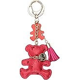 Fuerxy Necklace Bear Keychain, Cute Bear Bag Charm, Fashin Teddy Bears Charm for Purse Handbags Bag Accessories PU Key Charms