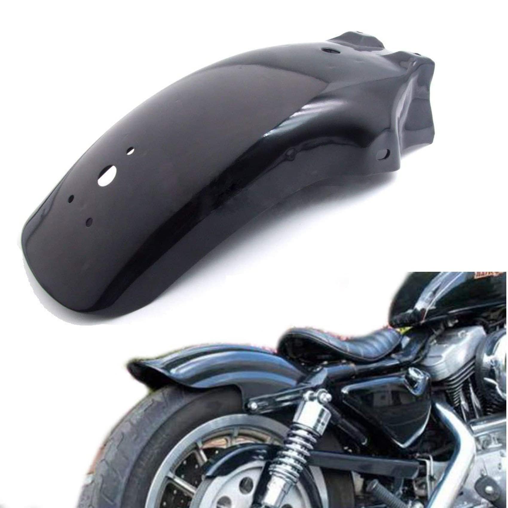 Photo 1 of LisylineAuto Metal Motorcycle Rear Fender Mudguard Splash Guard Wheel Cover Fenders for Harley Cruiser Chopper Bobber Suzuki Black