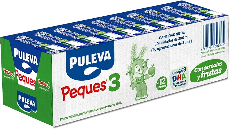 Crianças de 3 anos com Crescimento de Leite de Fruta e Cereais +12M, 10x3x200ml