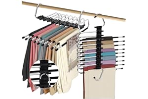 Trrcylp 2Pack 9 Layers Foldable Clothes Hangers Space Saving Trouser Hanger Multifunctional Trouser Rack Hanger Hanging Hole 