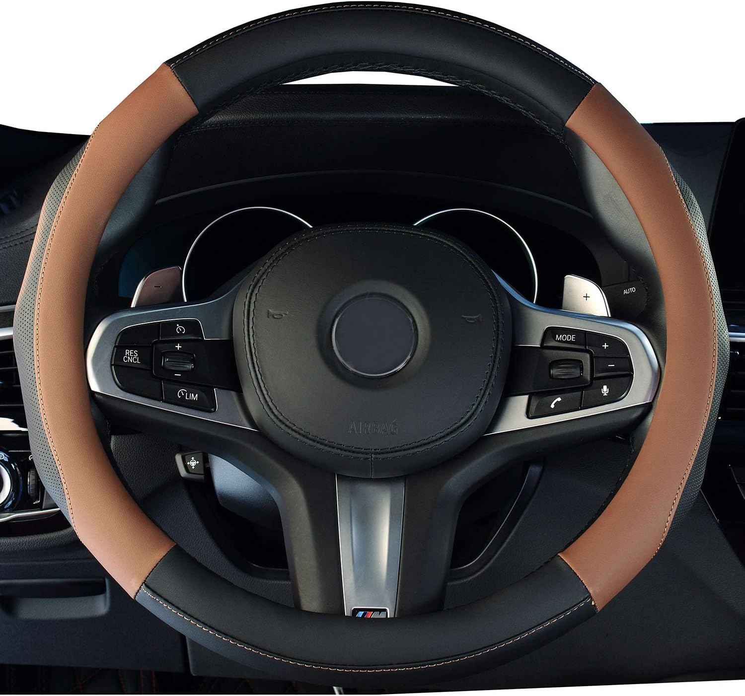 Istn 2018 New Car Steering Wheel Cover Comfort Durability Safety Case (Coffee)