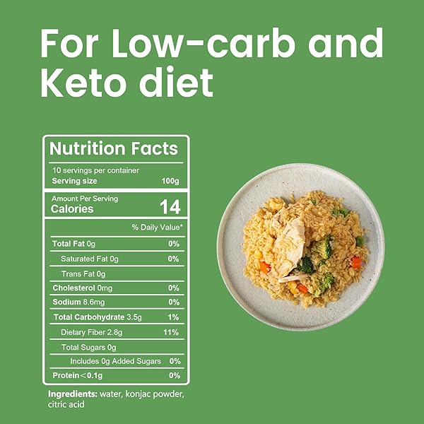 HETHSTIA KONJAC RICE, 10 PACKS SHIRATAKI RICE WITH OAT FIBER, VEGAN, LOW CALORIE FOOD, GLUTEN FREE, FAT FREE, KETO FRIENDLY, LOW CARBS, HOLIDAY GIFTS, HEALTHY DIET