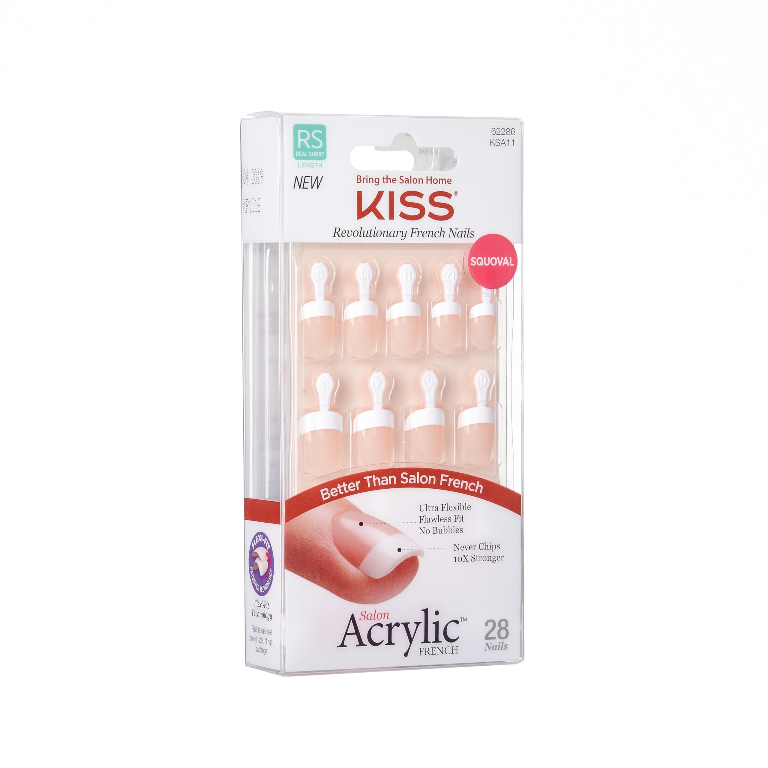 KISS Salon Acrylic, Press-On Nails, Nail glue included, 'Power Play', Pink, Real Short Size, Squoval Shape, Includes 28 Nails, 2g glue, 1 Manicure Stick, 1 Mini File - Image 4