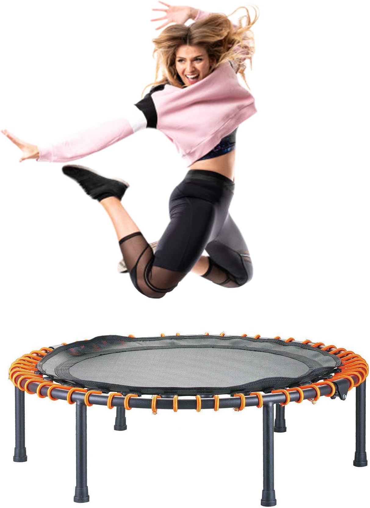 CASTOOL 40‘’ Ultra Quiet Fitness Mini Trampoline Without Adjustable Handle,Safe Elastic Band – Indoor Fitness/Home Workout Cardio Training for Adults