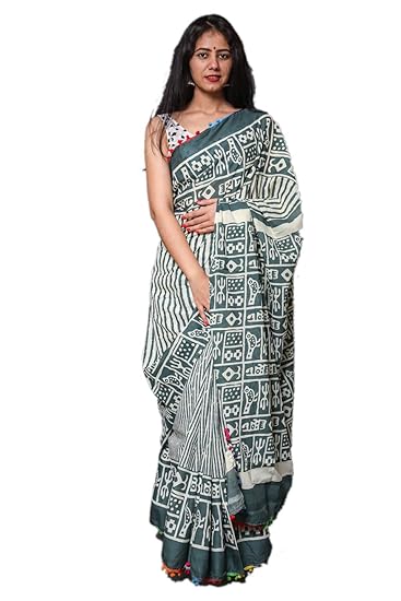 Multi Cotton Hand Block Printed Saree