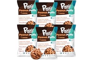 P-NUFF Pnuff Crunch Peanut Butter Puffs - Healthy Snacks, Low Calorie Snacks, Gluten Free Snacks, Vegan, High Protein, Keto, Office Snacks, Low Sugar, as Seen on Shark Tank - Cocoa, 4 Oz Bag (Pack of 6)