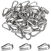 MroMax 50 Pcs 1/16" M2 Stainless Steel Wire Rope Thimbles for Cable Rope Thimble Rigging