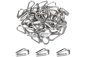 MroMax 50 Pcs 1/16" M2 Stainless Steel Wire Rope Thimbles for Cable Rope Thimble Rigging
