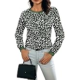 BLENCOT Long Sleeve Tops for Women Crewneck Leopard Print Casual Blouse Trendy Fall Sweatshirt Graphic Tunic Winter Clothing