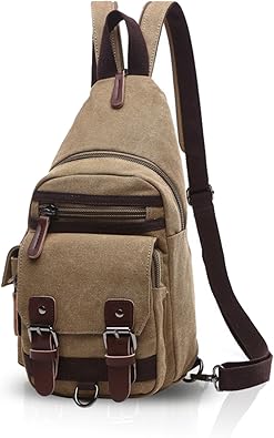 Amazon Co Jp Fandareミニリュックサックメンズ ワンショルダーバッグ 収納力抜群 おしゃれ 軽量 通学バックパック ボディーバッグ 2way 小さいデイパックキャンバス カーキ シューズ バッグ