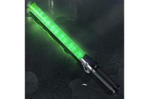 ELLUMIN Traffic Wand, 21 Inch Green LED Traffic Control Wand with 2 Flashing Modes, Traffic Safety Baton with Side Clip for Traffic Control, Parking, Aircraft, Car Directing(Green, 1 Pack)