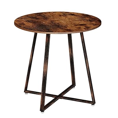 Rolanstar Rustic Round Dining Table with Metal Legs for Kitchen