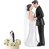 Remerry 4.5" Bride and Groom Wedding Cake Topper,Romantic Era,White | Vintage Elegant Wedding Cake Topper Couple Figurine Novios Para Pastel for Engagement Romantic Funny Statue Anniversary