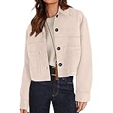 MaShinequang Womens Casual Faux Suede Cropped Jacket Button Down Coat Outwear with Pockets