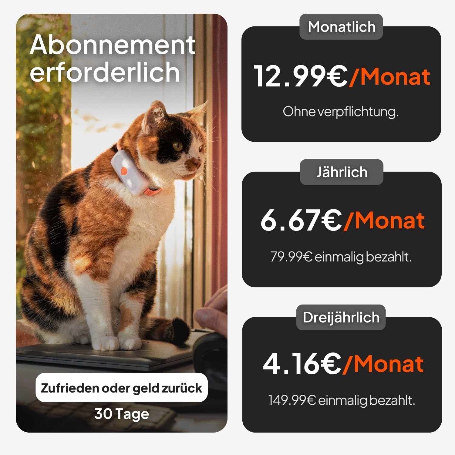 Weenect XS für Katzen - NEU Mini GPS-Tracker für Katzen | GPS-Tracking in Echtzeit | Ohne Distanzlimit | Kleinstes Modell auf dem Markt | Halsband inkludiert | Abonnement 5