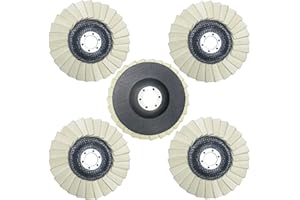 GZVVSVZOI 5 Pcs Wool Felt Flap Polishing Discs, Corrugated Buffing Wheel Pad for Angle Grinder Stainless Steel, Aluminum Metal Surface Finishing Restoration Kit