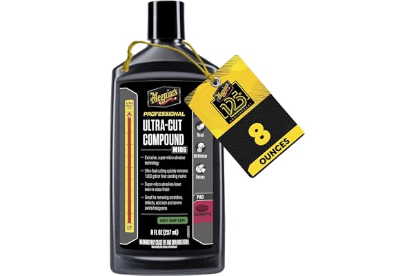 Meguiar's Mirror Glaze M105 Ultra-Cut Compound, Car Rubbing Compound for Removing Scratches and Heavy Swirls While Adding Shi