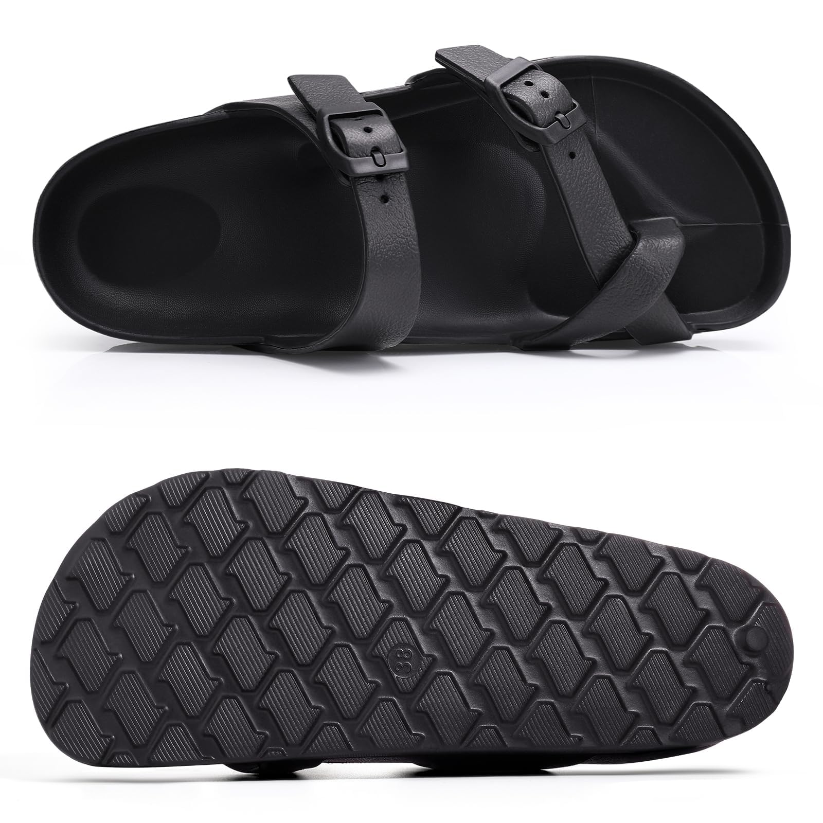 Women's Platform Sandals with Arch Support Comfortable Foam Slides Summer Beach Sandals with Adjustable Buckle