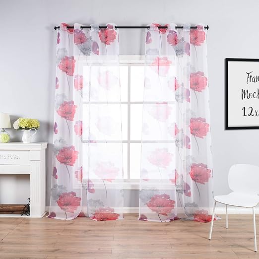 Amazon Com Contemporary Watercolor Petal Print Curtains 84 Inch