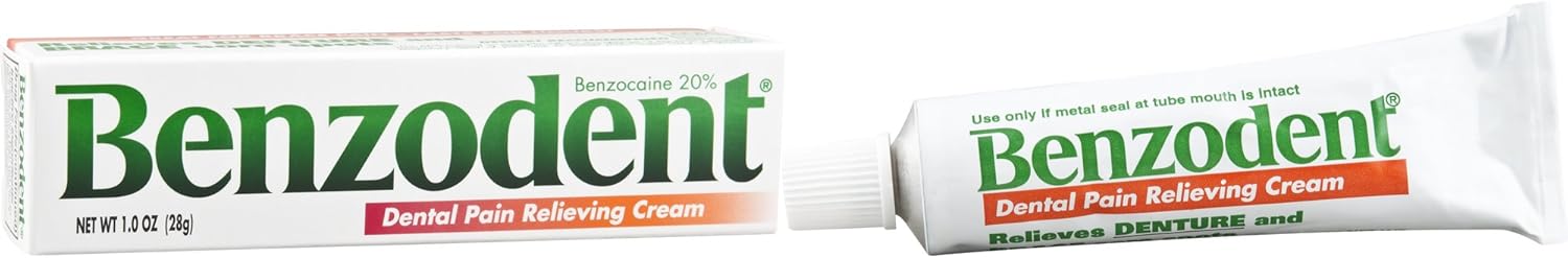 Benzodent Dental Pain Relieving Cream for Dentures and Braces, 0.25 Ounce Tube: Health & Personal Care