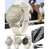 Wearable4U Garmin Lily 2 Active, Lunar Gold with Bone Silicone Band, Small and Stylish Smartwatch, Built-in GPS, Hidden Display, Patterned Lens, Up to 9 Days Battery Life Power Bank Bundle