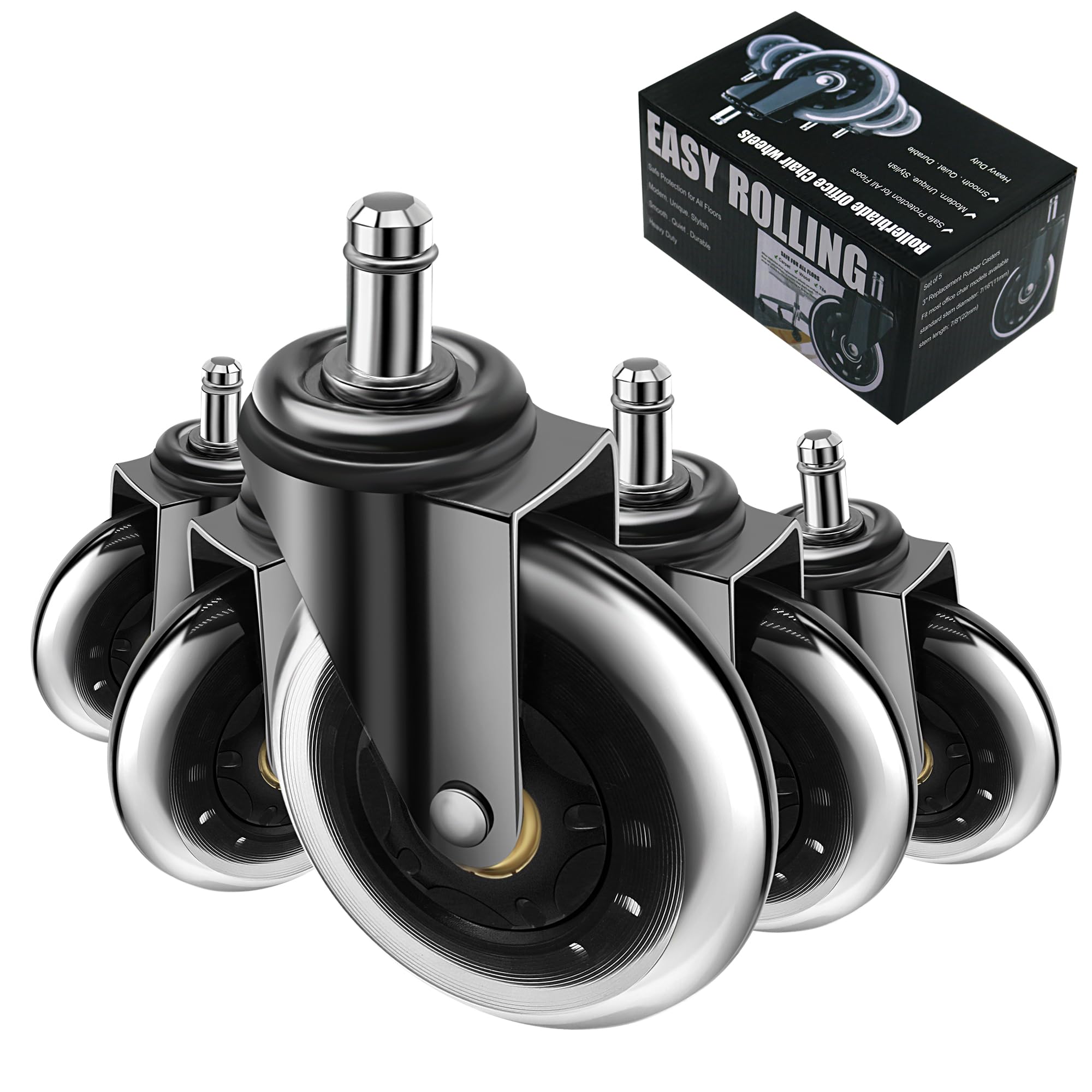 Photo 1 of Office Chair Replacement Brozigo Wheels Office Chair Replacement Wheels 3 Inch Heavy-Duty Computer Gaming Desk Caster Wheels