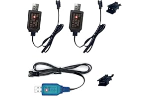 JOMI & JOLLY 2-in-1 USB Battery Charger Cable Set - Includes 3.7V SM-2P and 7.4V XH-3P Connectors for RC Cars, Stunts, Trucks, Vehicles, Drones, and Gel Blaster Toys with LED Indicators