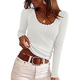 IWD Womens Crew Neck Tops Fall 2025 Long Sleeve Ribbed Knit Shirts Trendy Casual Slim Fitted Pullover Sweater