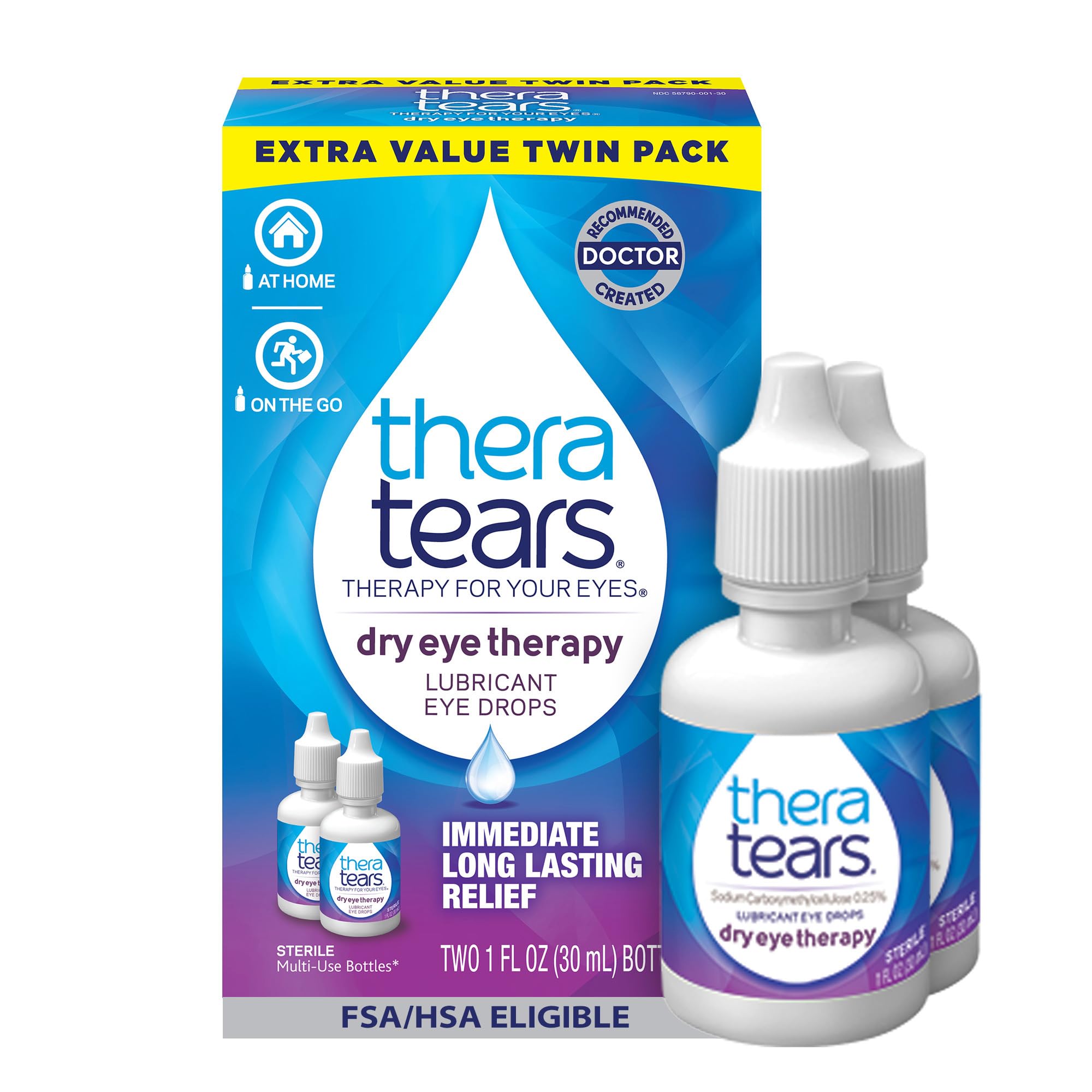 TheraTears Dry Eye Drops, Lubricating, 1 Fl Oz, 2 Pack