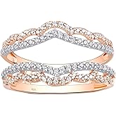 Newshe Jewellery Cubic Zirconia Wedding Ring Enhancer Guard for Engagement Rings 925 Sterling Silver Curved Bands for Women Eternity Bridal Promis Size 5-10