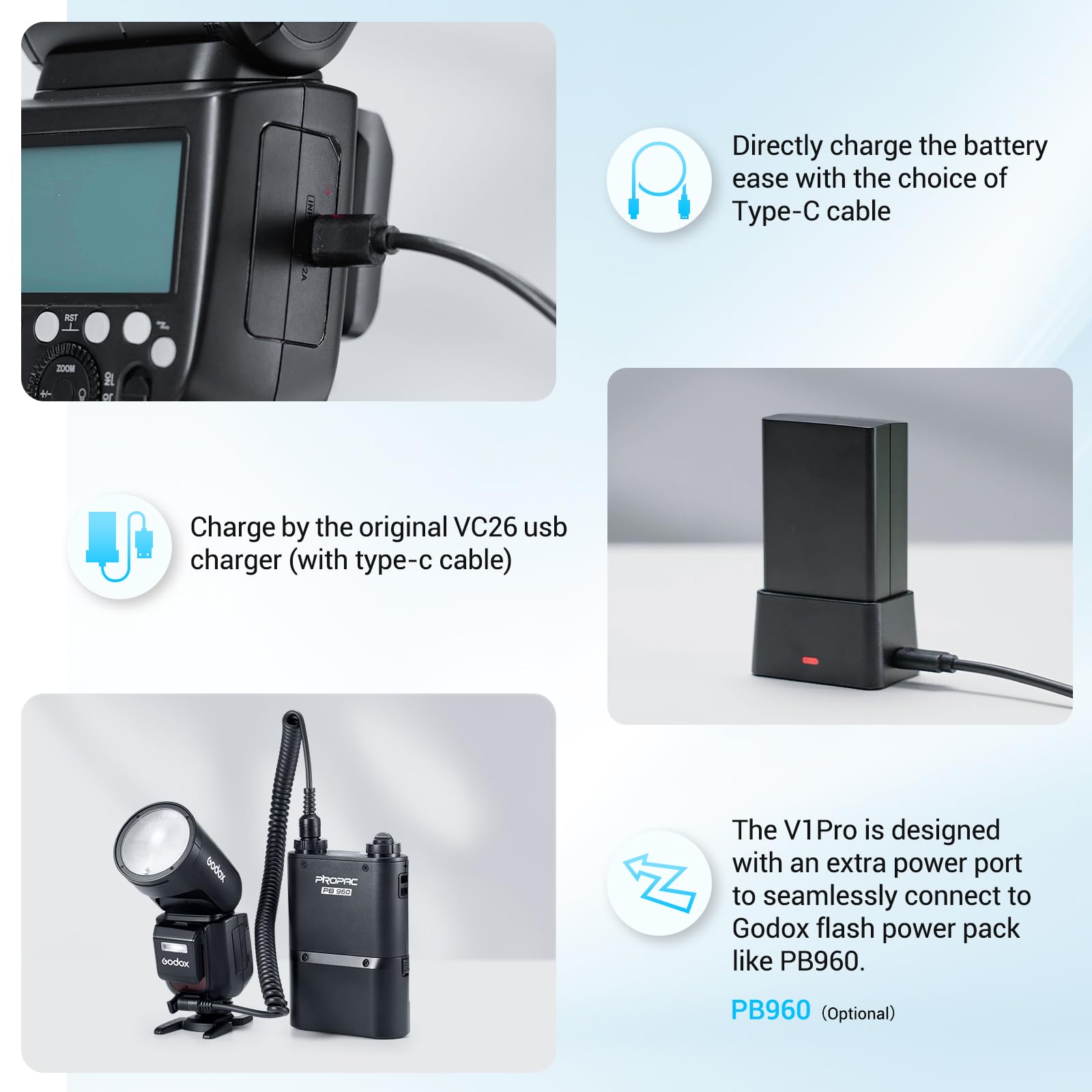 Godox V1Pro-N Round Head Camera Flash Speedlite for Nikon, 76 W 2.4G Camera Flash with Removable Sub Flash SU-1, 2980 mAh Li-ion Battery, HSS TTL Flash for Nikon D750 D810 Z7 Z6 Z8 Z7II
