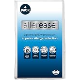 AllerEase Allergy Pillow Protector, Standard/Queen - 4 Pack | Zippered closure; soft fabric; helps block pet dander; helps keep pillow fresh and clean; machine washable