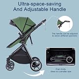 Lnhcrbs 3 in 1 Baby Stroller Travel Pushchair Khaki PU Wheels Adjustable Handle view 4