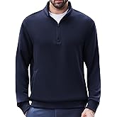 PINSPARK Mens Quarter Zip Pullover Long Sleeve Mock Neck Sweatshirts with Pockets Thermal Midweight Polo Shirt Relaxed Fit