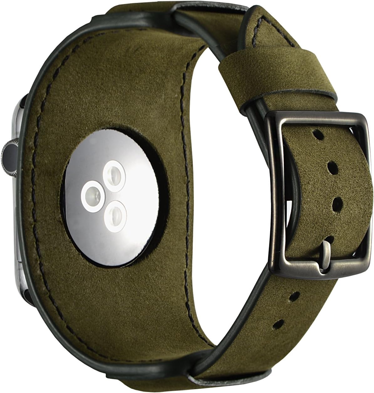 Coobes Compatible with Apple Watch Strap 49mm 45mm 44mm 42mm,Genuine Leather Band Cuff Bracelet with Buckle Compatible iWatch Ultra Series 9/8/7/6/5/4/3/2/1 SE SE 2 for Men Women(49/45/44/42mm - Image 4
