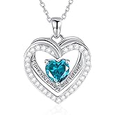 E Birthstone Necklace Sterling Silver Love Heart Necklace, Birthday Wedding Anniversary Mothers Day Jewelry Gifts for Wife Girlfriend Mom Women Her