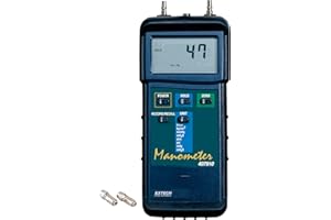 Extech 407910 Heavy-Duty Differential Pressure Manometer 29 psi, 8-Unit LCD, MIN/MAX, Zero, Data-Hold, RS-232, Holster & Case