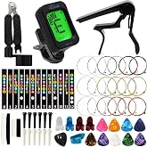 Anvin Acoustic Guitar Accessories Kit - Including Guitar Strings, Tuner, Capo, Restring Tool, Pick Holder, Bridge Pins, Guitar Nuts and Saddles, Finger Picks (53 Pcs)