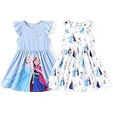 Disney Frozen Elsa Princess Minnie Mouse Stitch Toddler Girl Dresses 2 Pack Long Ruffle Sleeve Costume Set Outfit 2-13 Years