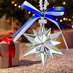 2025 Annual Christmas Ornaments Crystal Snowflake